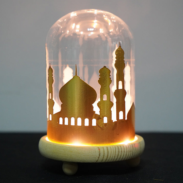 Ramadan Mosque Night Light Glass Cover Wooden Base Decoration - Smarty Pick Deals