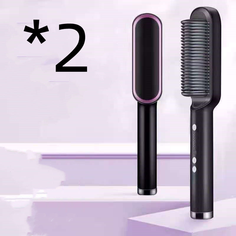 2 In 1 Hair Straightener Hot Comb Negative Ion Curling Tong Dual-purpose Electric Hair Brush - Smarty Pick Deals