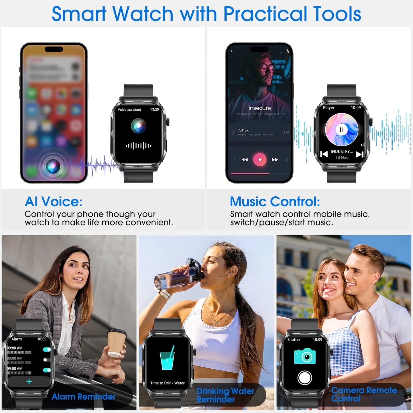 H5 IP68 Waterproof Smartwatch for Women Men , Smart Watch with Bluetooth Call, android & iphone - Smarty Pick Deals