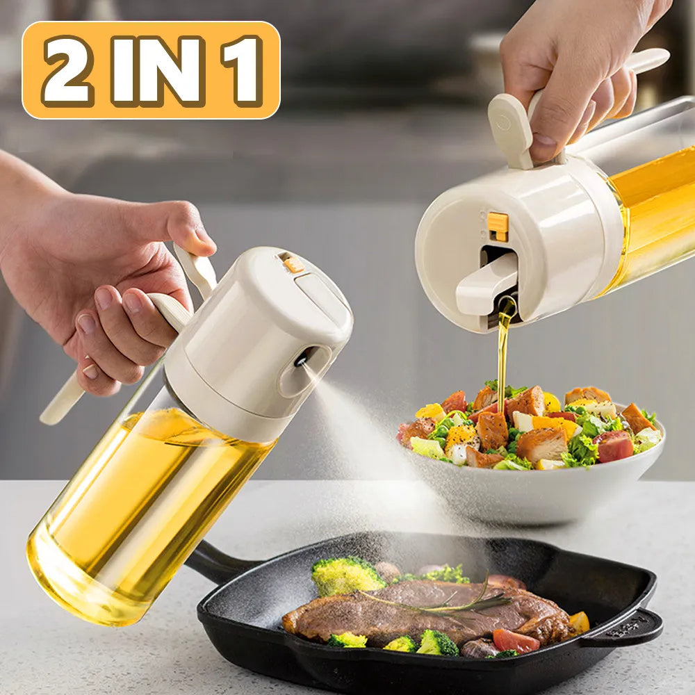 2 In 1 Oil Sprayer Bottle BBQ Cooking Oil Dispenser Olive Oil Pourers Sprayer Kitchen Baking Oil Mister Vinegar Bottle - Smarty Pick Deals