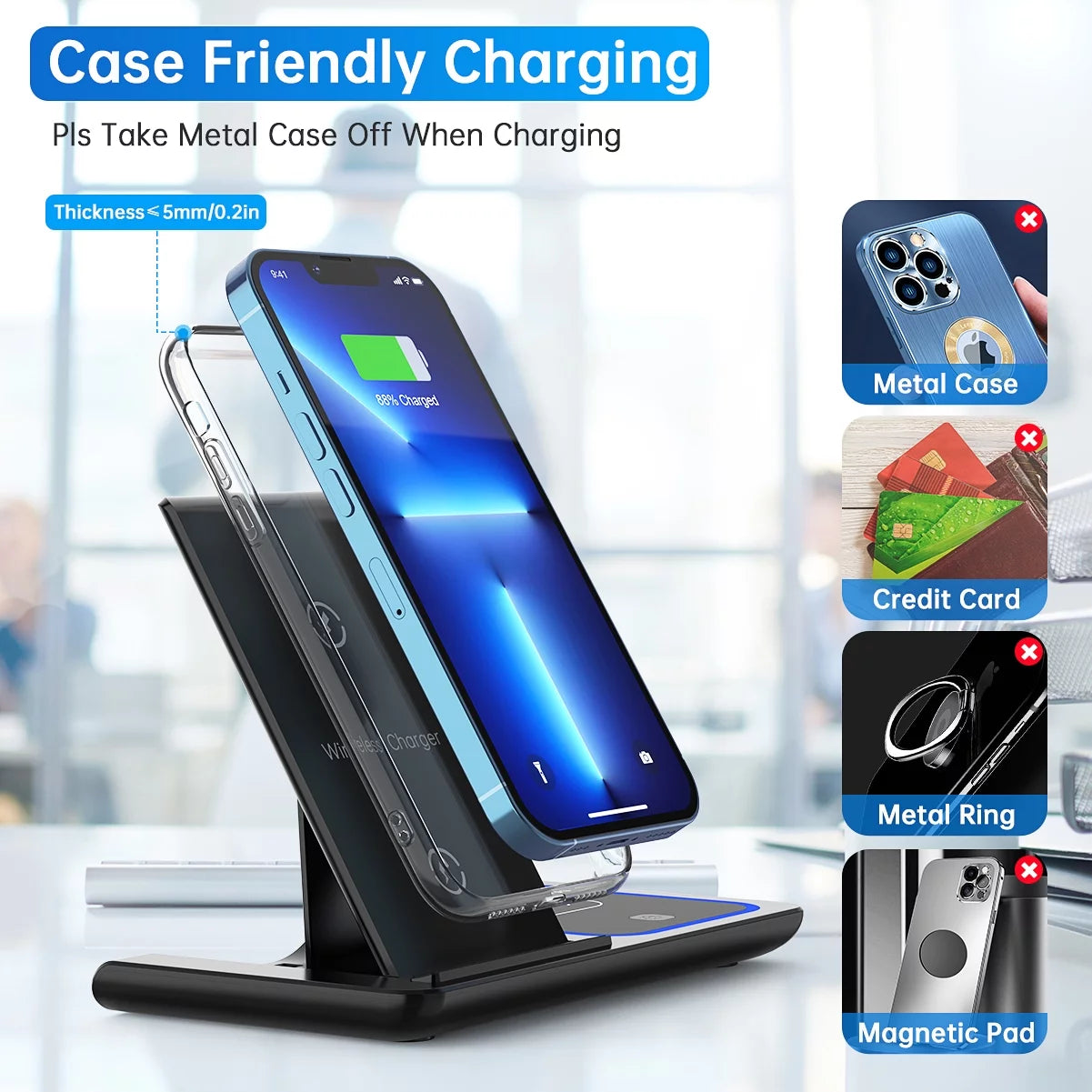 Wireless Charger, 18W Fast Charging Station for Iphone Pro Max/Plus, 3 in 1 Wireless Charging Stand for iwatch, Airpods (W/ QC3.0 Adapter) - Smarty Pick Deals