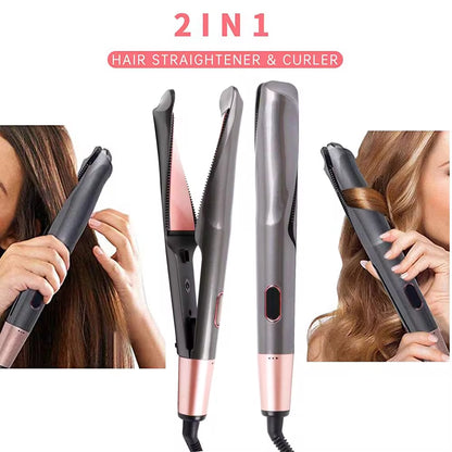 2 in 1 Hair Straightener and Curler Twist Straightening Curling Iron Professional Negative Ion Fast Heating Styling Flat Iron - Smarty Pick Deals