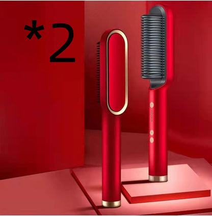 2 In 1 Hair Straightener Hot Comb Negative Ion Curling Tong Dual-purpose Electric Hair Brush - Smarty Pick Deals