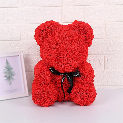 Rose Bear Artificial Flowers With LED Light Gift Box Girlfriend Valentine Gift - Smarty Pick Deals