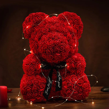 Rose Bear Artificial Flowers With LED Light Gift Box Girlfriend Valentine Gift - Smarty Pick Deals