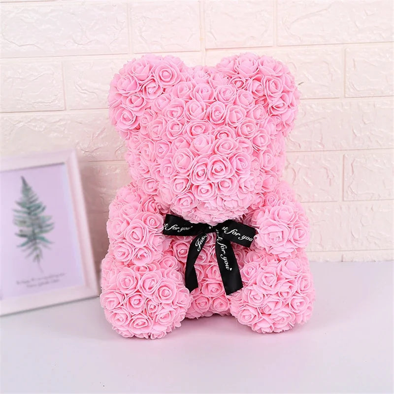 Rose Bear Artificial Flowers With LED Light Gift Box Girlfriend Valentine Gift - Smarty Pick Deals