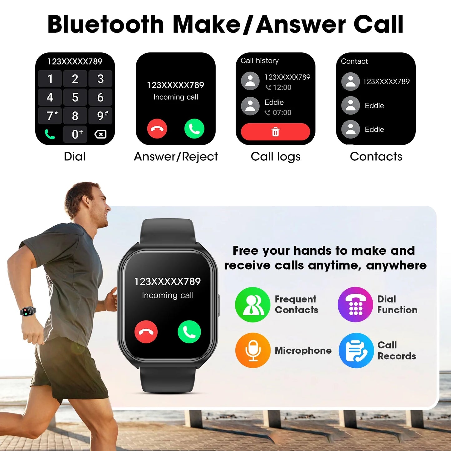 1.85-Inch Smart Watch for Men Women IP67 Waterproof Sports Smart Watch for Android Black - Smarty Pick Deals