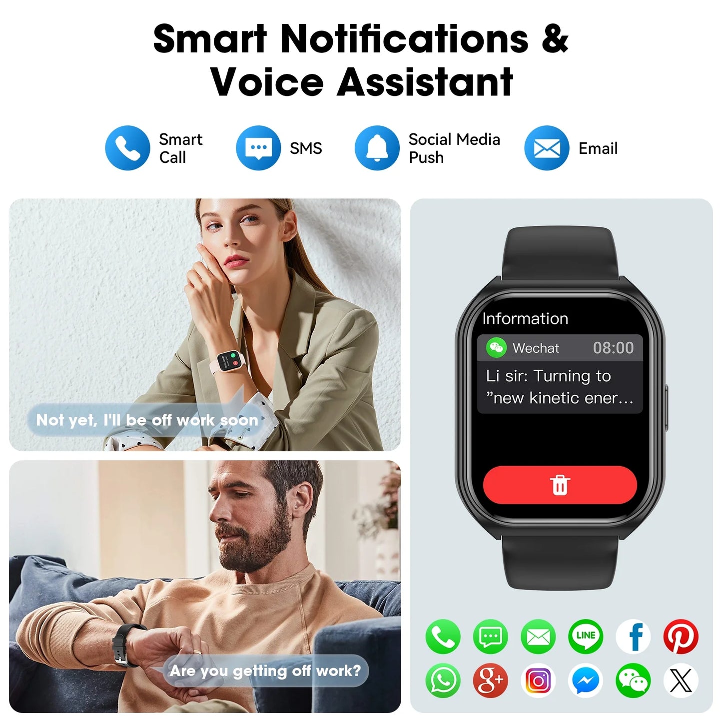 1.85-Inch Smart Watch for Men Women IP67 Waterproof Sports Smart Watch for Android Black - Smarty Pick Deals