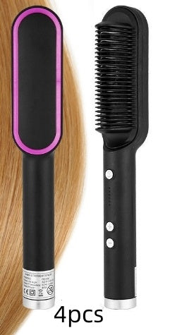 2 In 1 Hair Straightener Hot Comb Negative Ion Curling Tong Dual-purpose Electric Hair Brush - Smarty Pick Deals