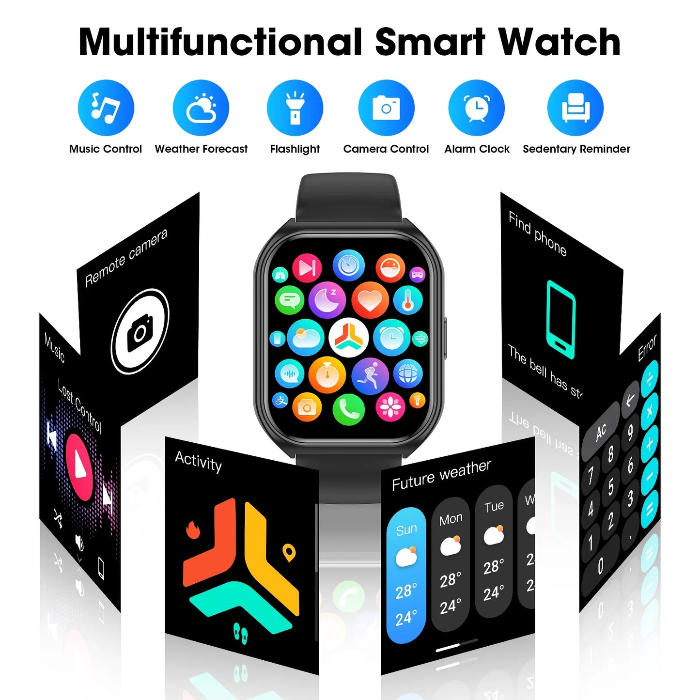 1.85-Inch Smart Watch for Men Women IP67 Waterproof Sports Smart Watch for Android Black - Smarty Pick Deals