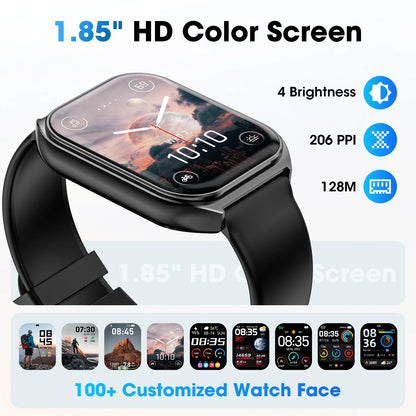 1.85-Inch Smart Watch for Men Women IP67 Waterproof Sports Smart Watch for Android Black - Smarty Pick Deals