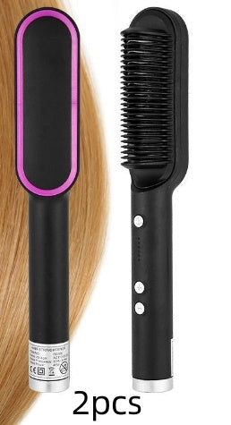 2 In 1 Hair Straightener Hot Comb Negative Ion Curling Tong Dual-purpose Electric Hair Brush - Smarty Pick Deals