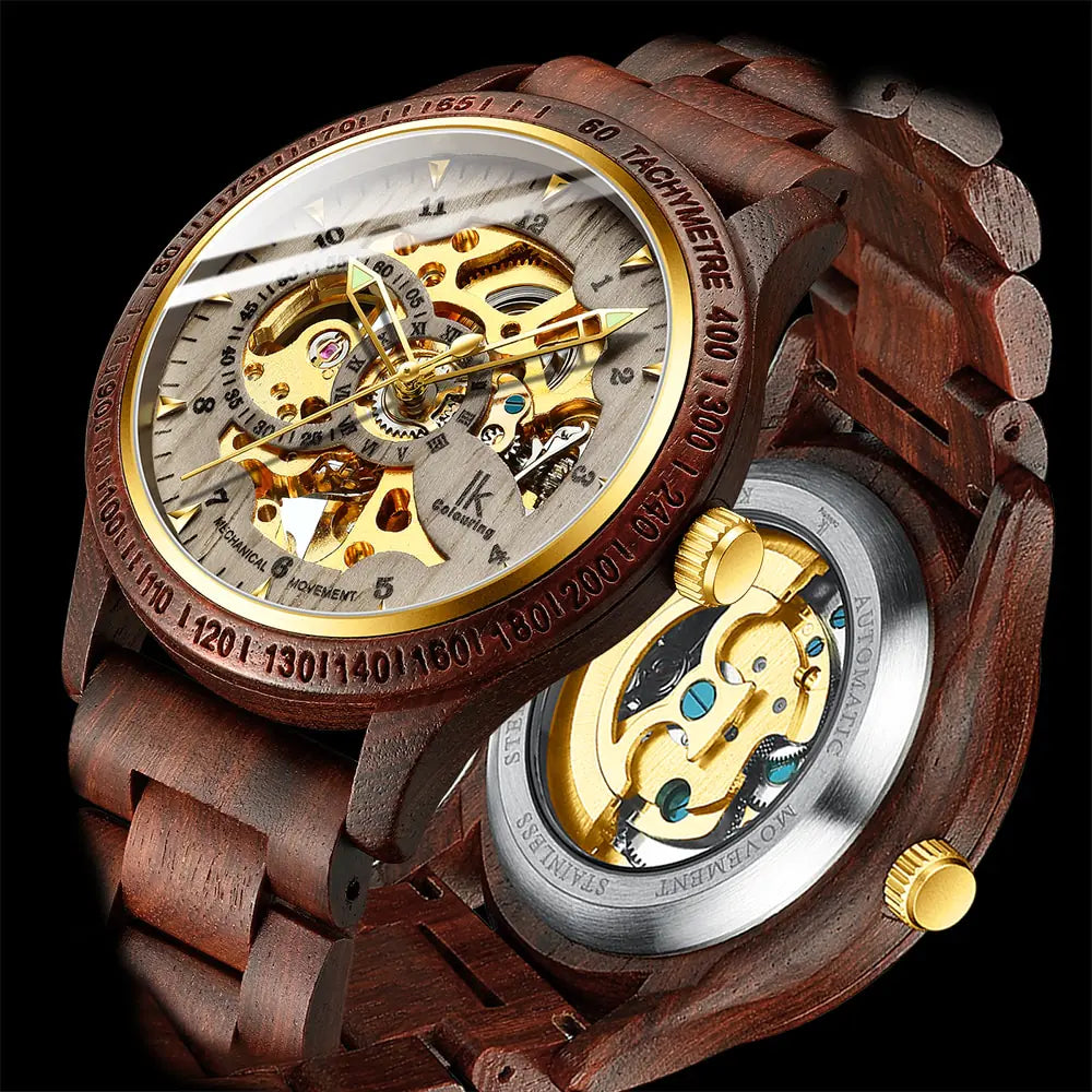 Classic Fashion Wooden Men Automatic Mechanical Watch Wooden Strap - Smarty Pick Deals