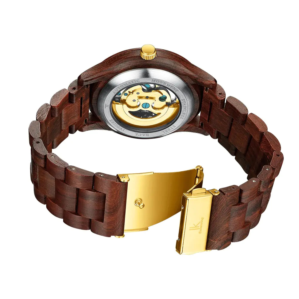 Classic Fashion Wooden Men Automatic Mechanical Watch Wooden Strap - Smarty Pick Deals